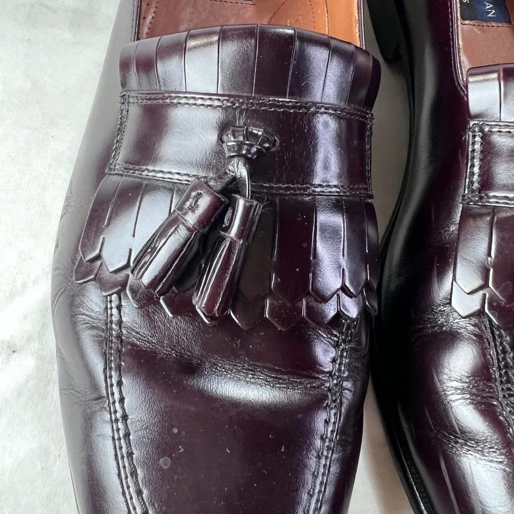 Bostonian Classics First Flex Mens Burgundy Leather Kiltie Tassel Loafers 20328